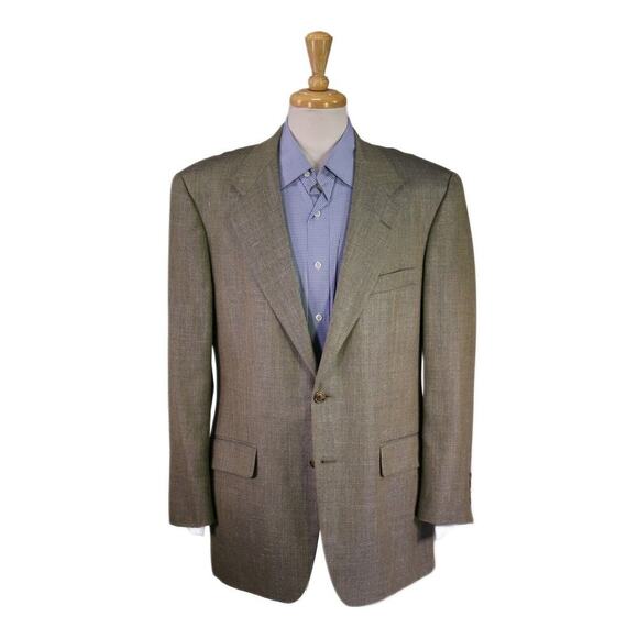 Southwick for Paul Simon Blue/Gold Herringbone Silk 2-Btn Sportcoat Blazer 42R - Picture 1 of 8